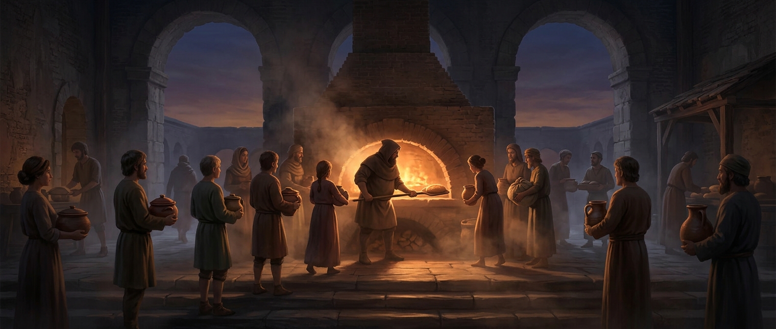 Public bakeries were heavily used to cook private dinners