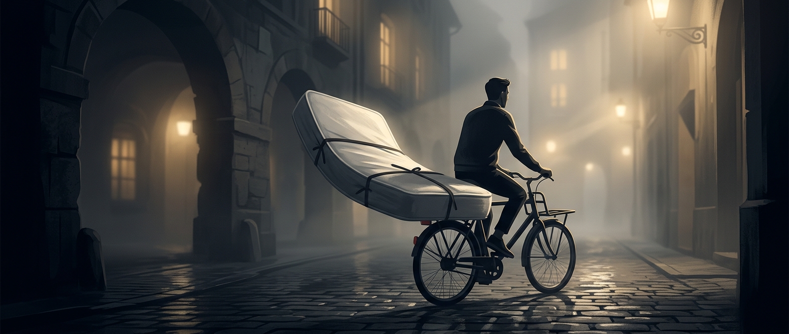 You can legally carry a mattress by bicycle
