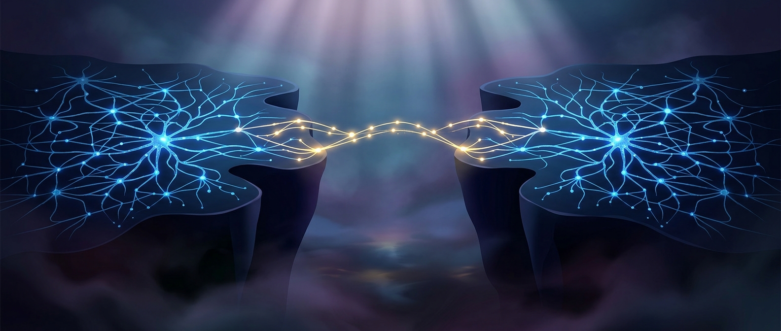 Interneurons strictly bridge divided neural nets