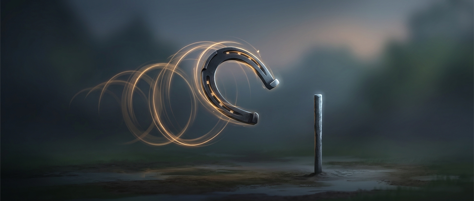 Horseshoes rely on rotational momentum for scoring ringers