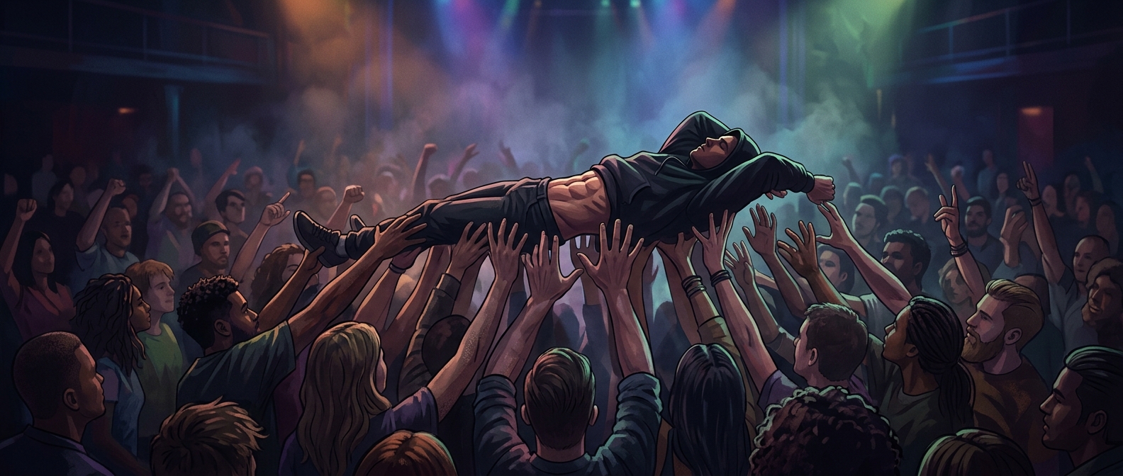 Why crowd surfers need a stiff core