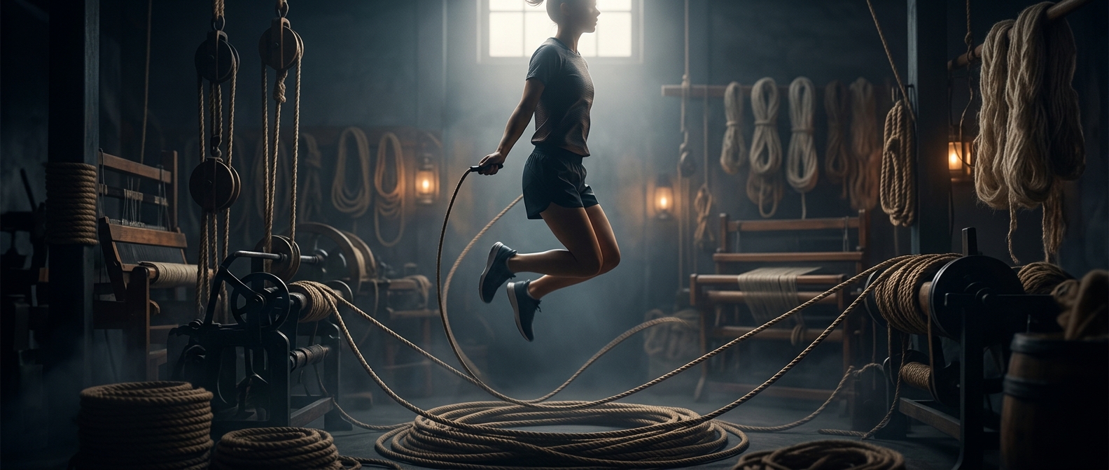Jump rope originating from skilled rope makers