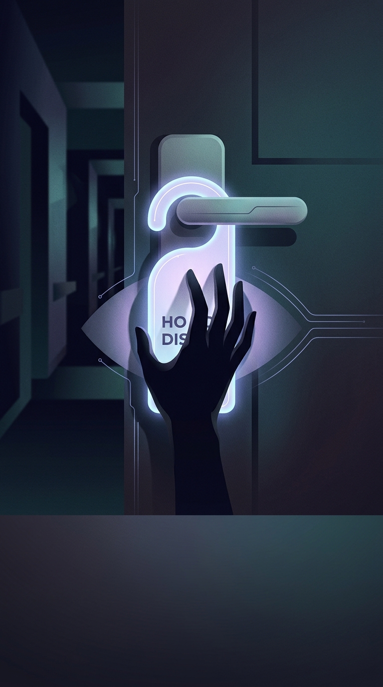 What dark vulnerability does hanging a 'Do Not Disturb' sign accidentally broadcast to hotel thieves?