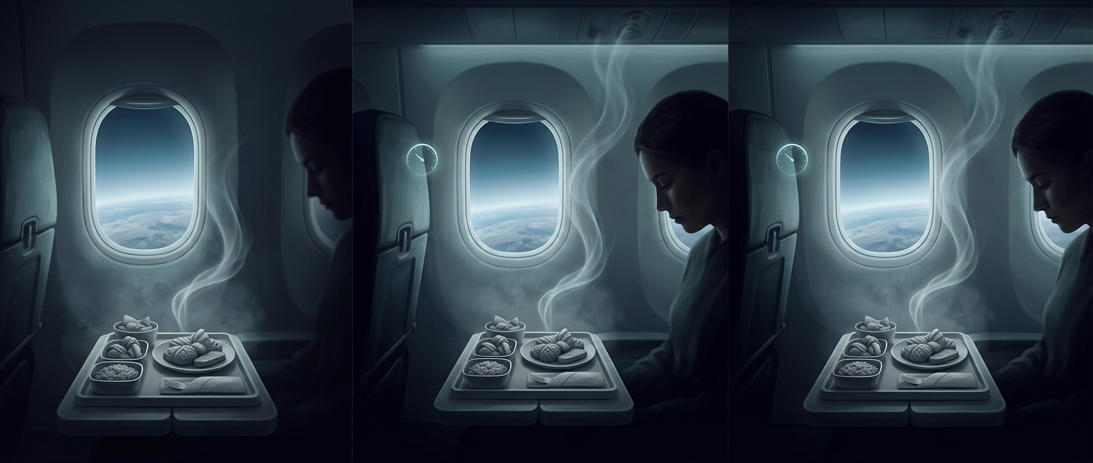 Why airplane food tastes so bland