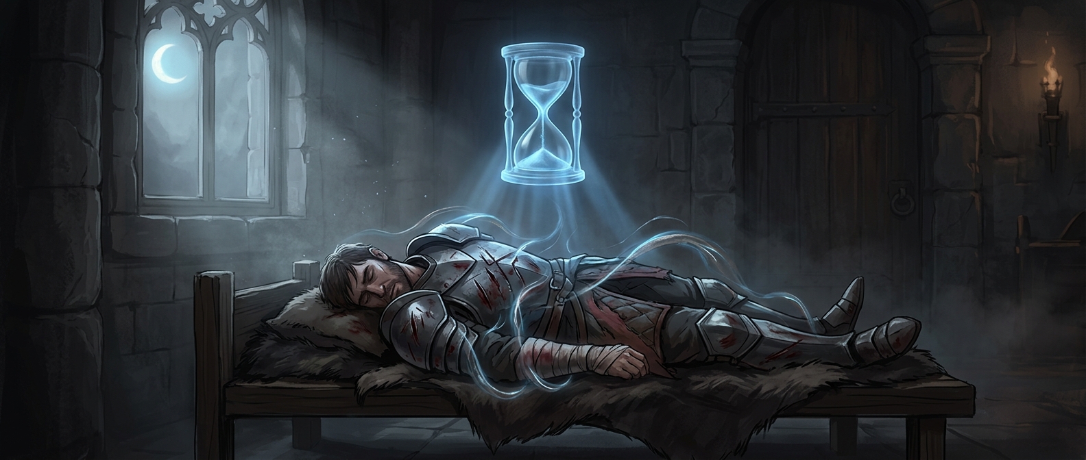 Sleeping one hour cures mortal flesh wounds
