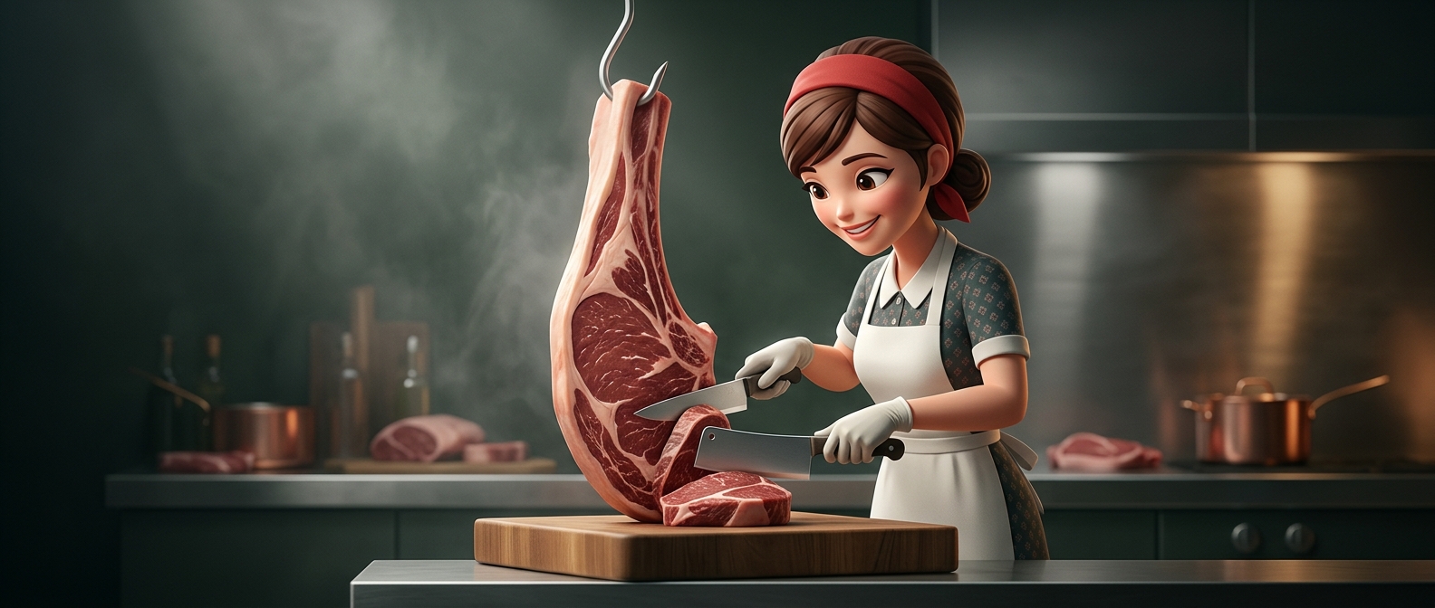 Why Cooking Mama smiles while chopping meat