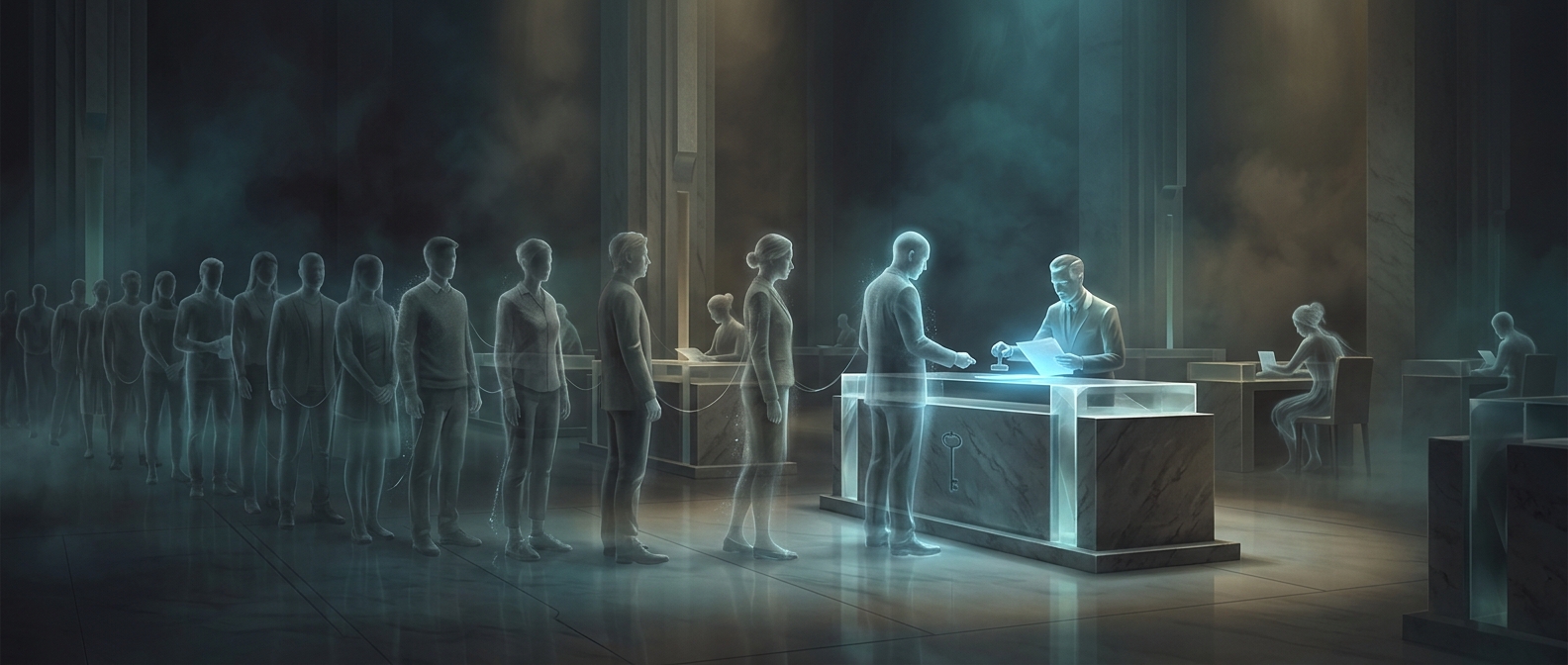 Ghosts suffer through a bureaucratic hierarchy in death