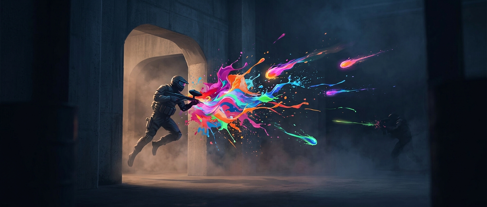 Shooting high velocity colorful pellets at your friends