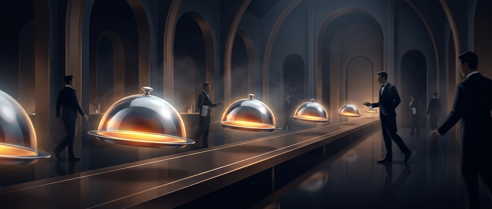 Serving cloches dramatically transport restaurant meals
