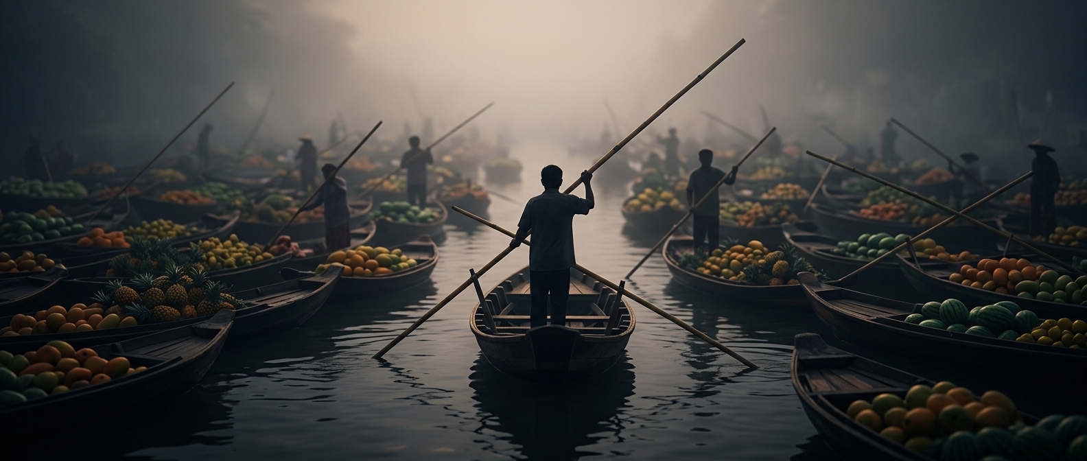 Why floating markets hang fruit from bamboo poles