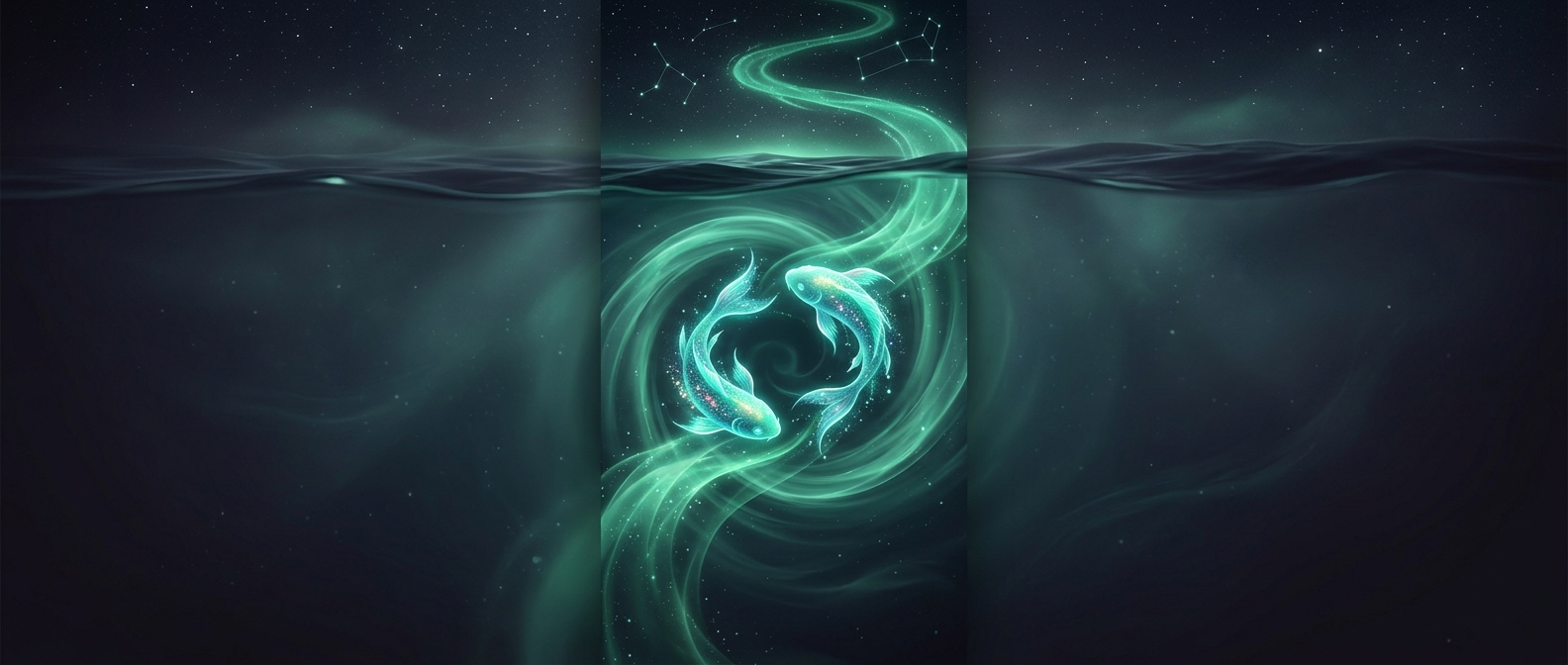 Pisces aligns directly with translucent sea green
