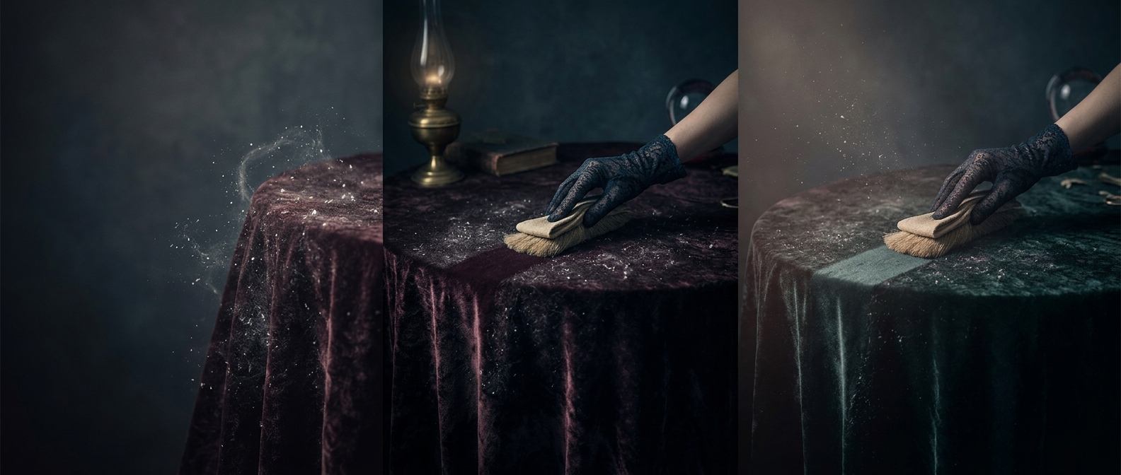 Velvet table cloths collect an absurd amount of lint