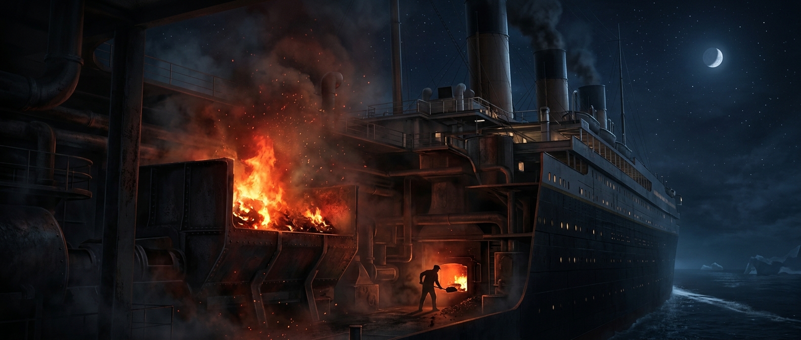 Titanic was already burning before it hit the iceberg