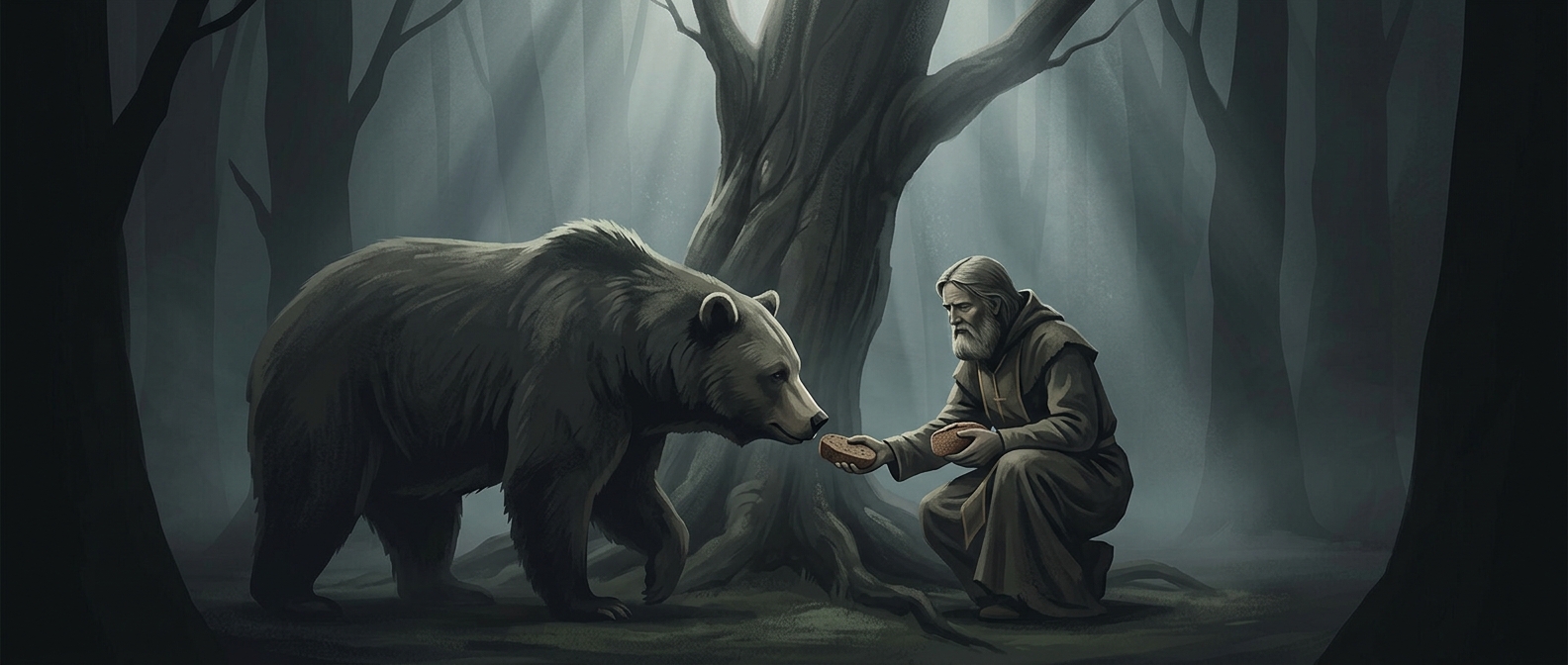 Seraphim of Sarov casually fed wild bears by hand