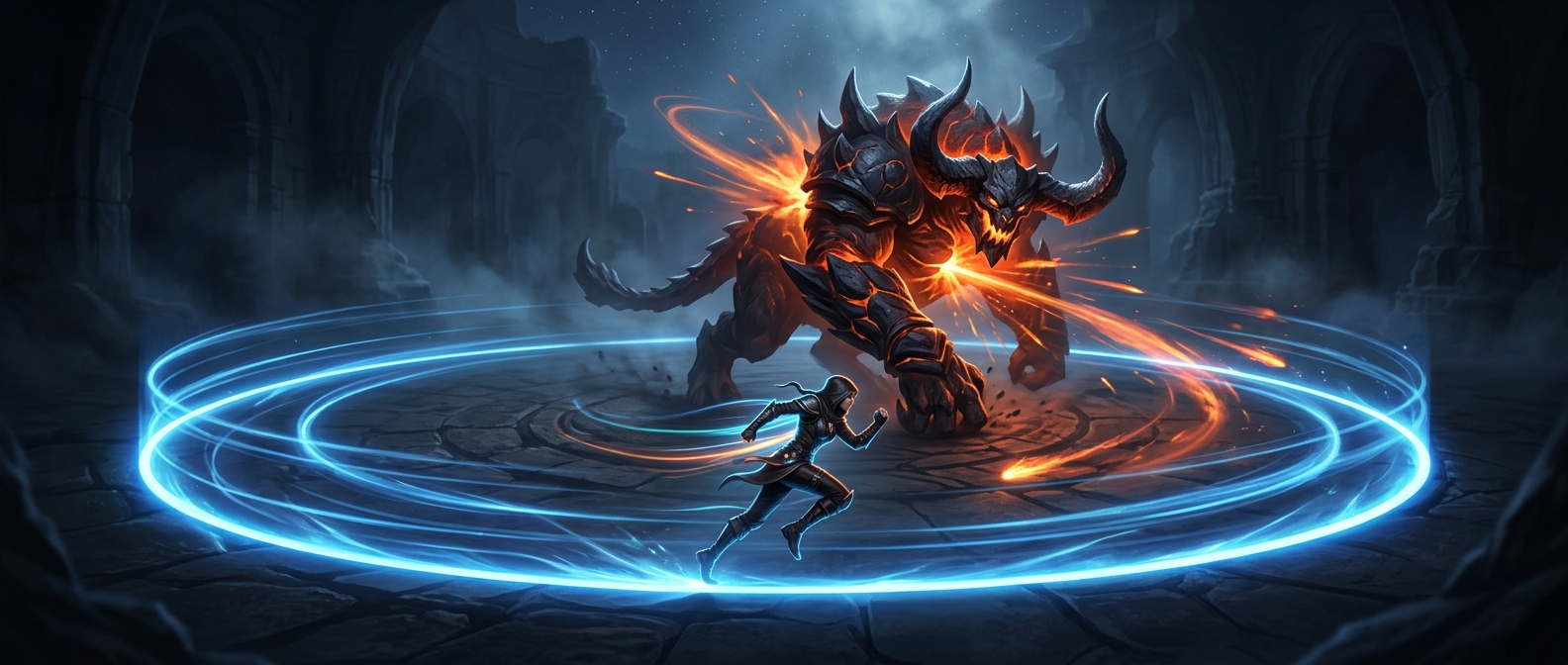 Kiting targets in large circles maximizes damage output