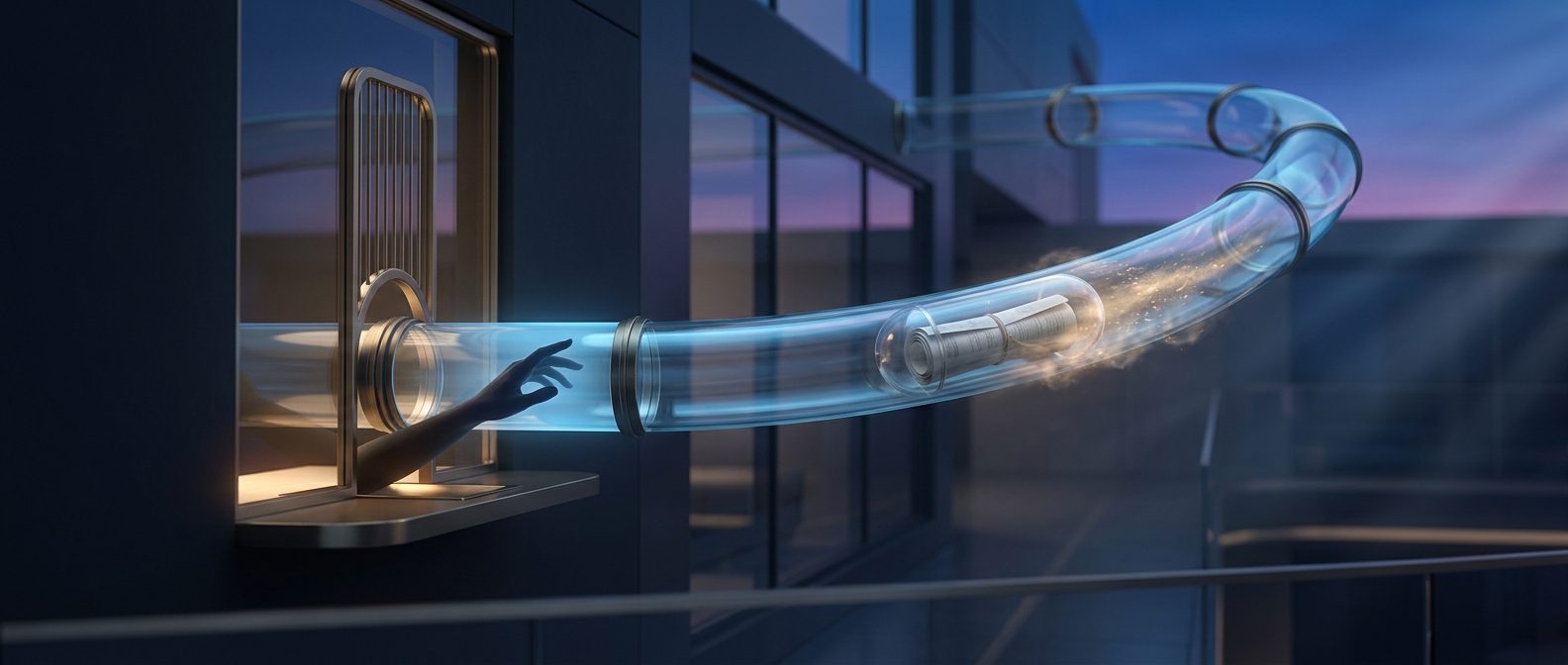 Bank drive-throughs use pneumatic vacuum tubes