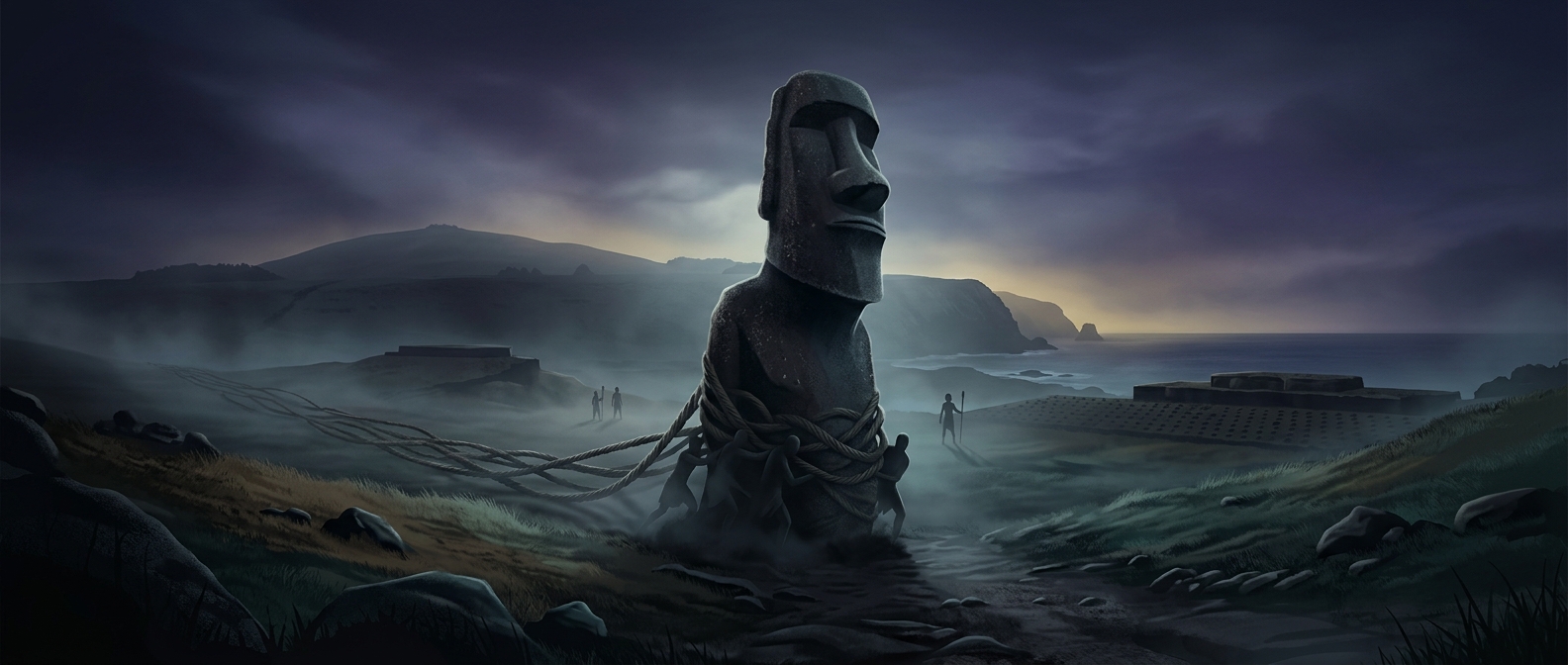 Stone moai statues were moved across Easter Island