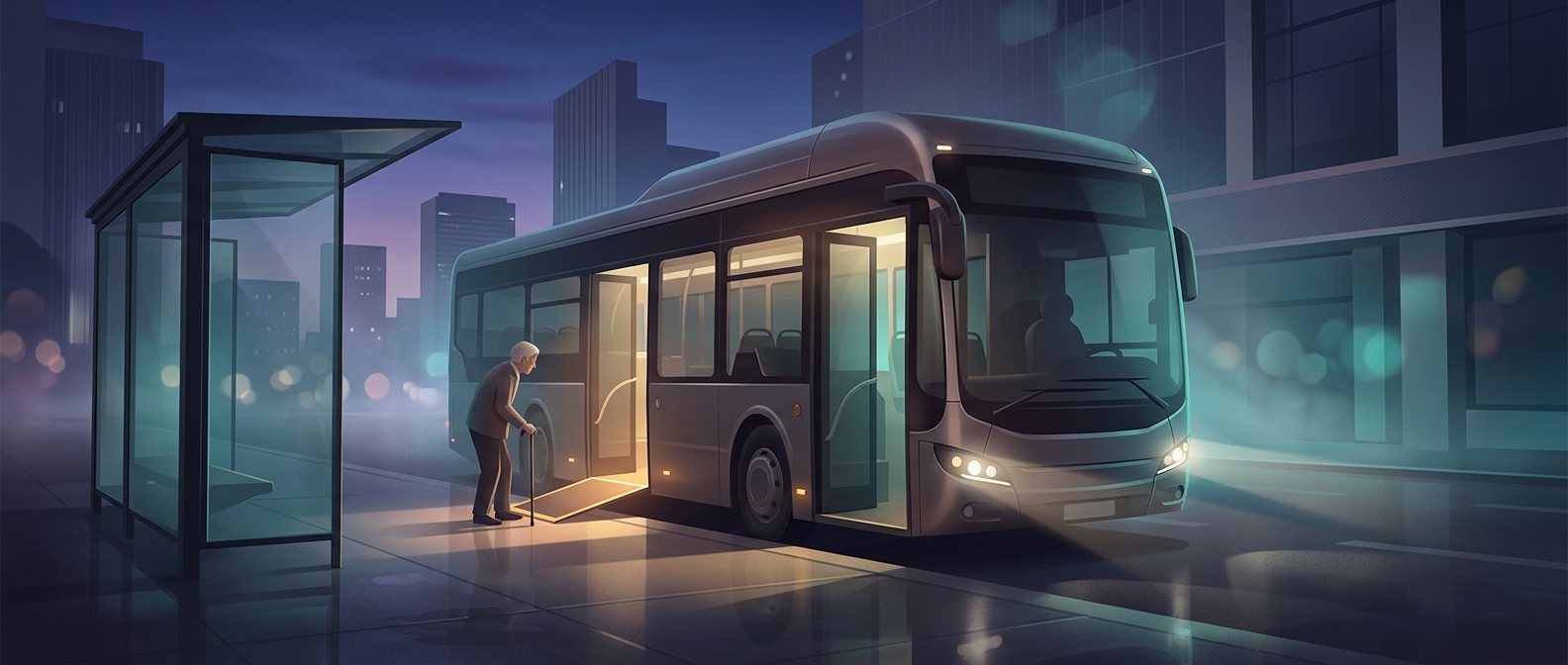 Why buses kneel at the curb