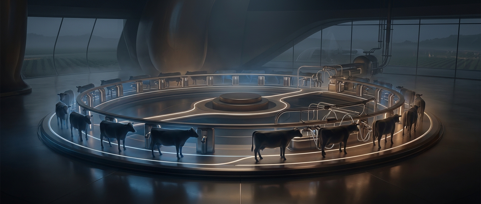 Why some cows ride a giant carousel to get milked