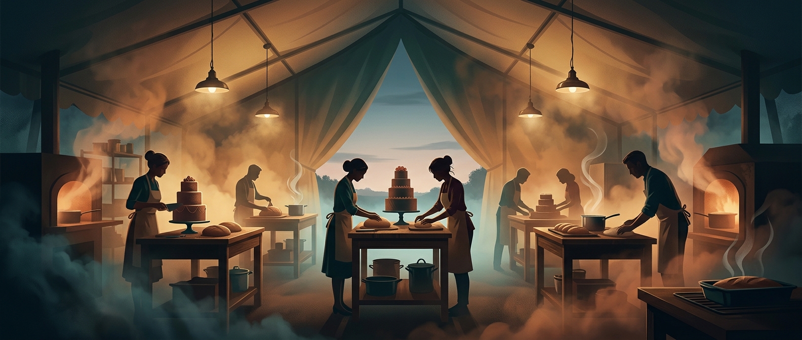 Baking tents on television lack standard air conditioning