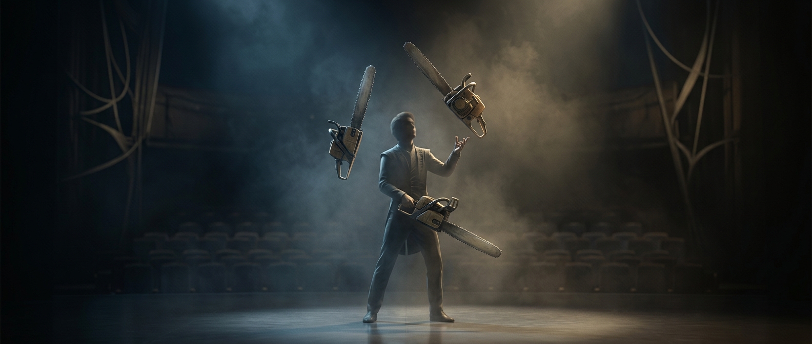 Why juggling chainsaws doesn't usually cut wood
