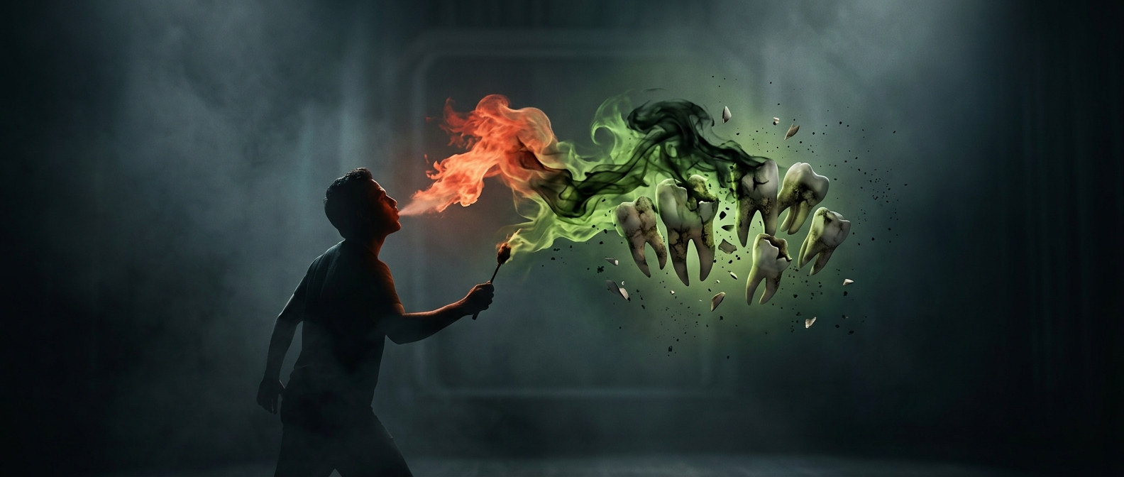 Why fire breathers risk losing their teeth