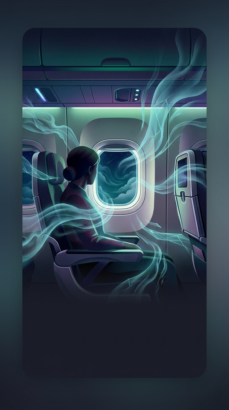 Which common assumption about breathing the recycled air inside an airplane is entirely false?