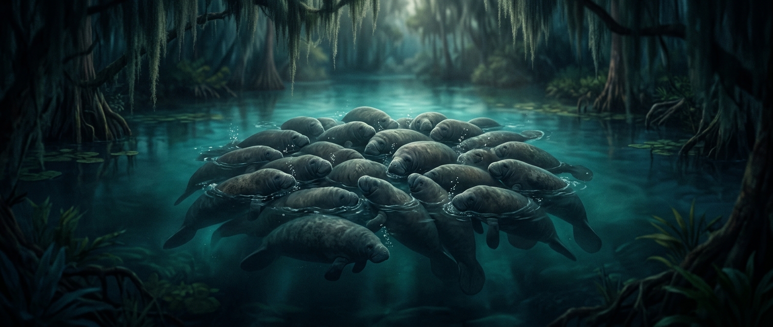 Floridian manatees heavily crowd warm local waters