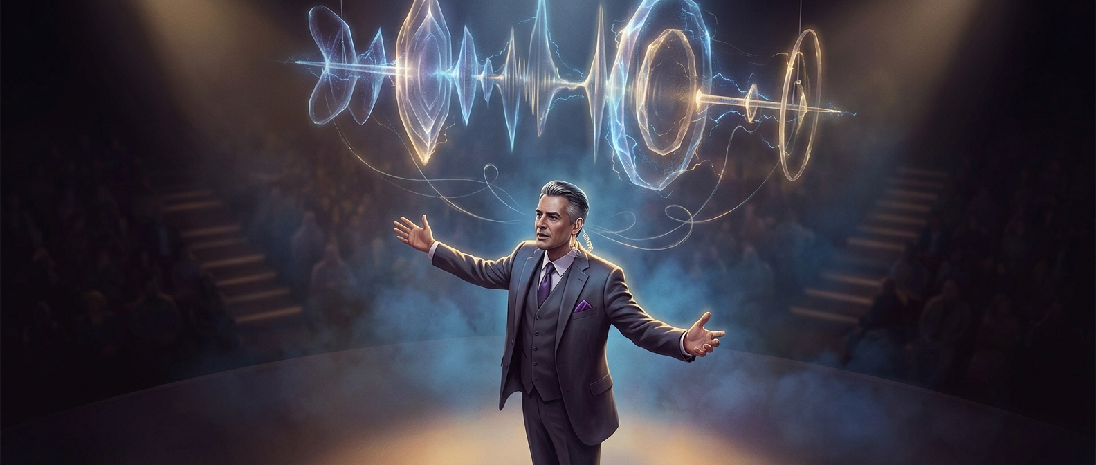 A televangelist faked divine knowledge with a hidden earpiece and prayer cards
