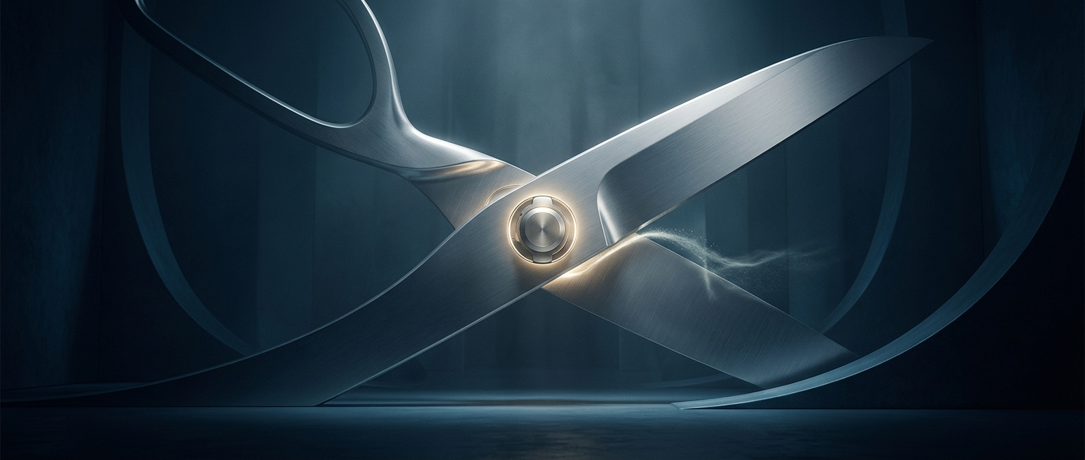 Pivoting metal blades functioning on a fulcrum mechanism allow precise shearing