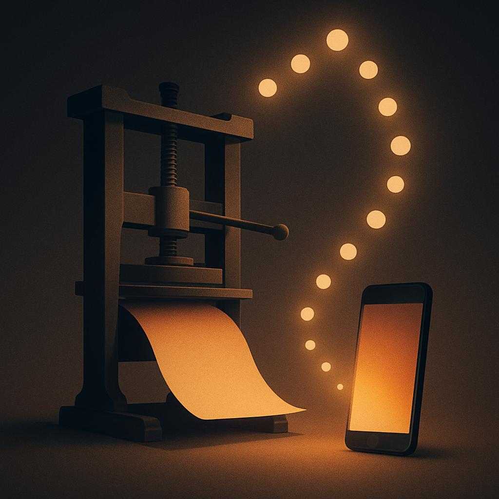 Looking back from our age of social media virality, which invention most famously triggered a massive information revolution in 15th‑century Europe?