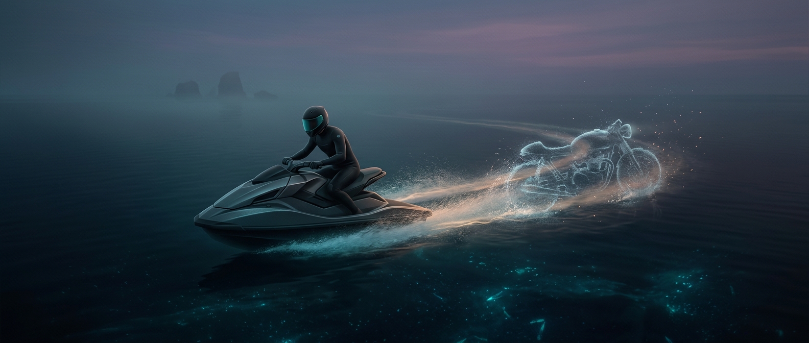 Jetskis operate essentially like water motorcycles