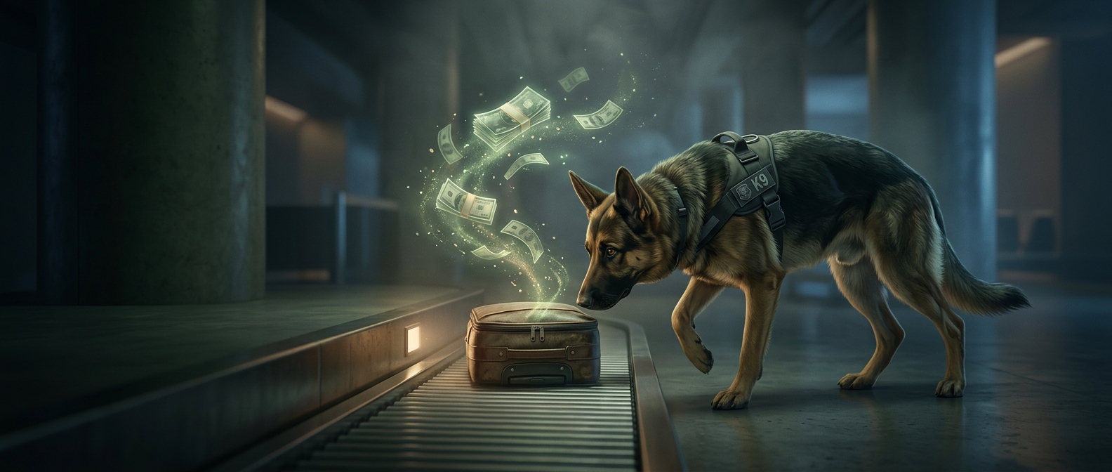 Some dogs can sniff out hidden cash