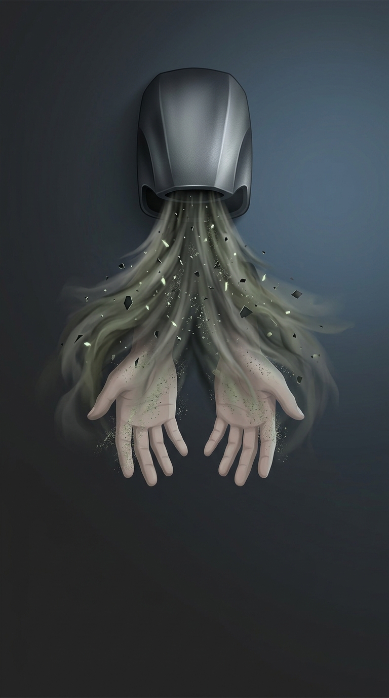 Modern hand dryers in public restrooms routinely suck up microscopic particles of aerosolized toilet water and blast them directly onto your freshly washed hands.