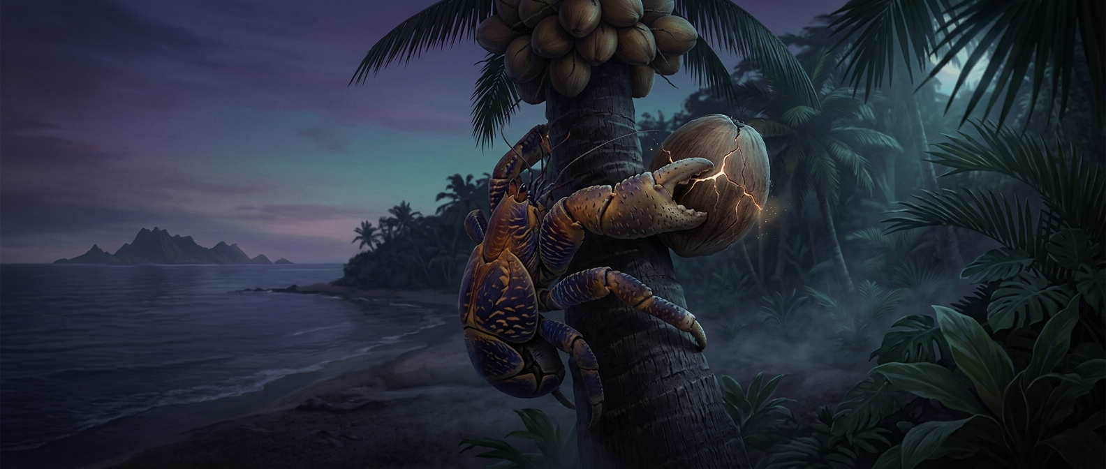 The giant crab that climbs trees and cracks coconuts