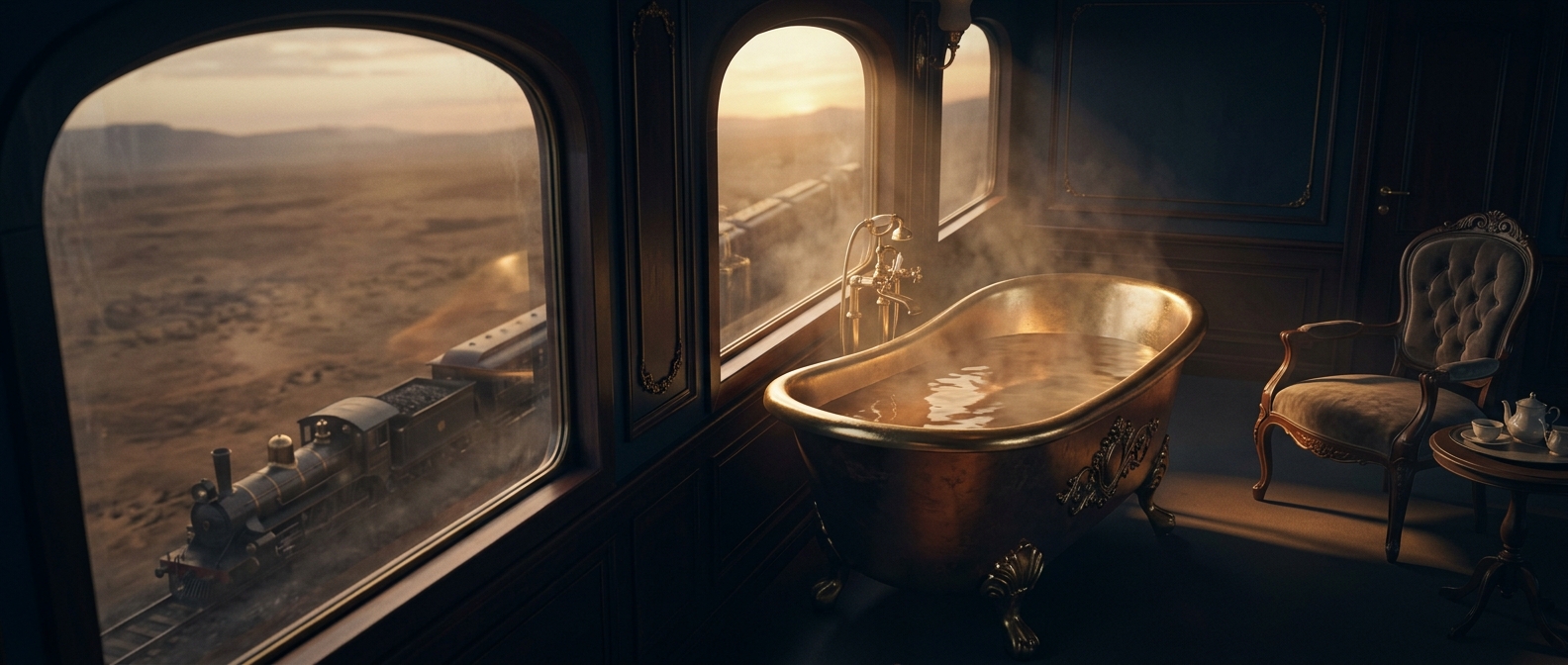 The train with a bathtub for watching elephants