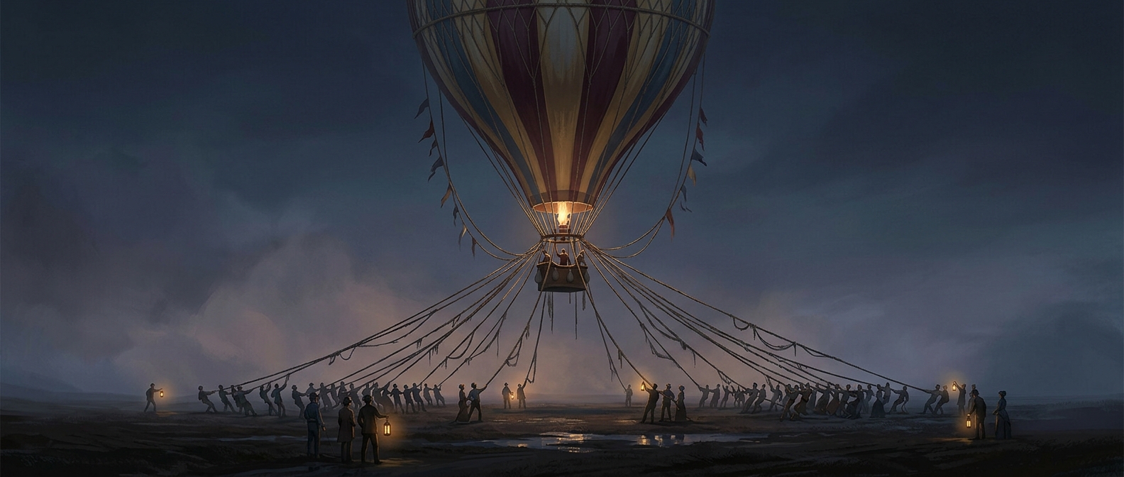Early hot-air balloons needed a ground crew