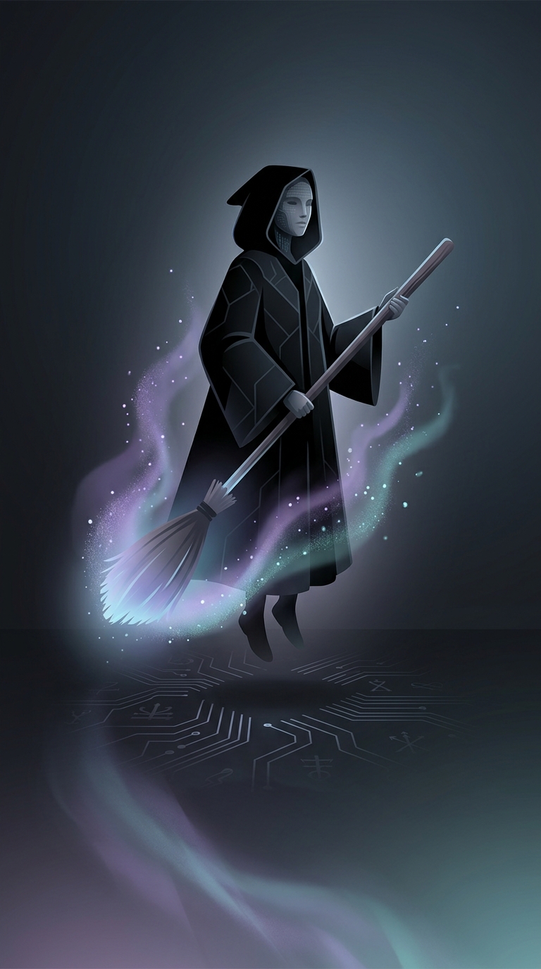 Where did the iconic pop-culture image of a witch magically flying on a wooden broomstick actually originate?