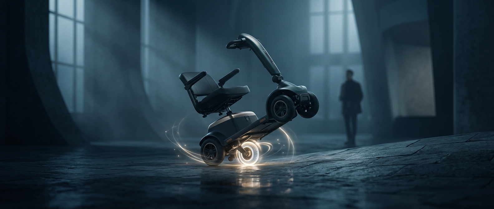 Mobility scooter anti-tip wheels prevent flipping