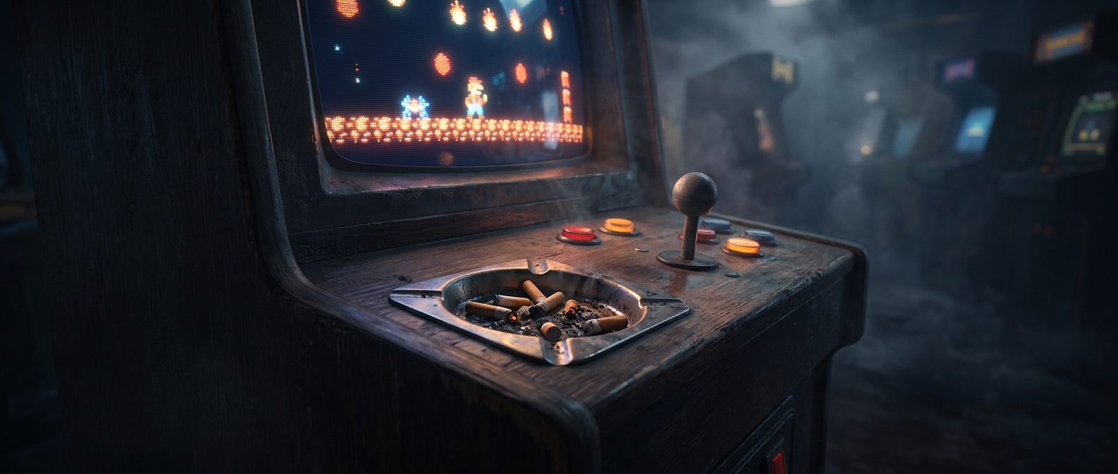 Vintage arcade cabinets had built-in ashtrays