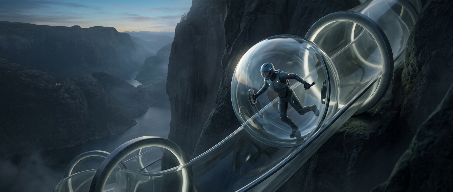 Rolling inside a giant transparent bubble
