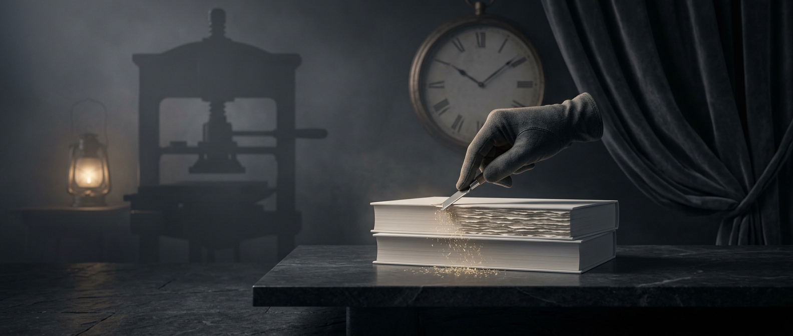 Специально делать зазубренные страницы у новых книг ради старинного вида — это нагло