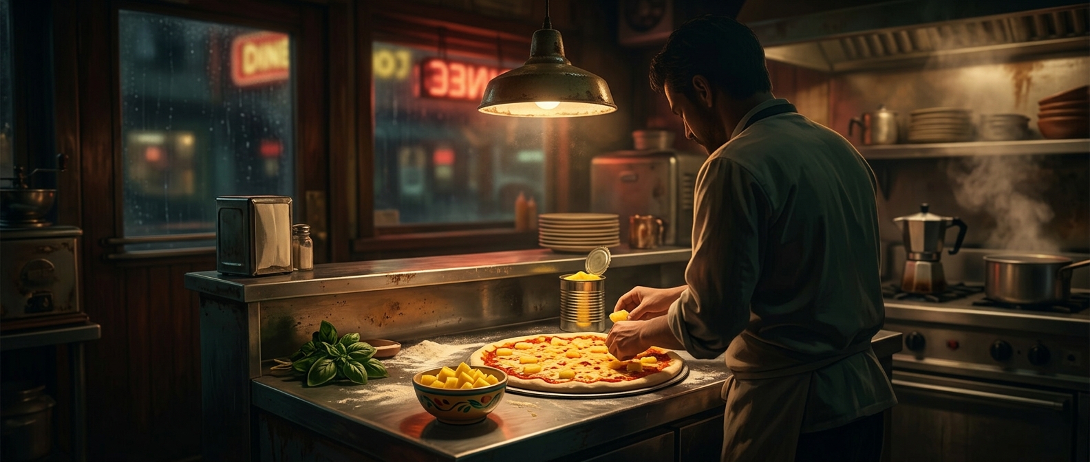 Pineapple pizza was conceptualized by a diner cook