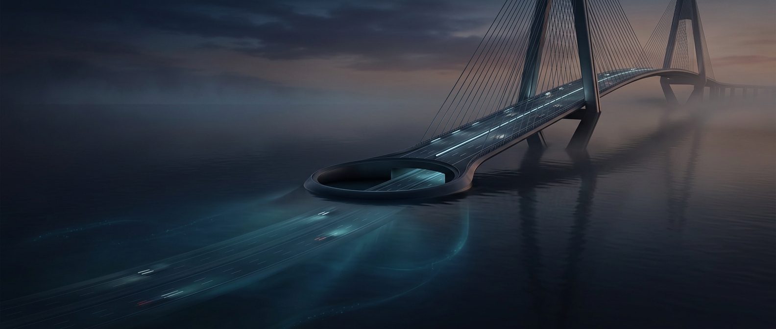 The road that becomes a tunnel underwater