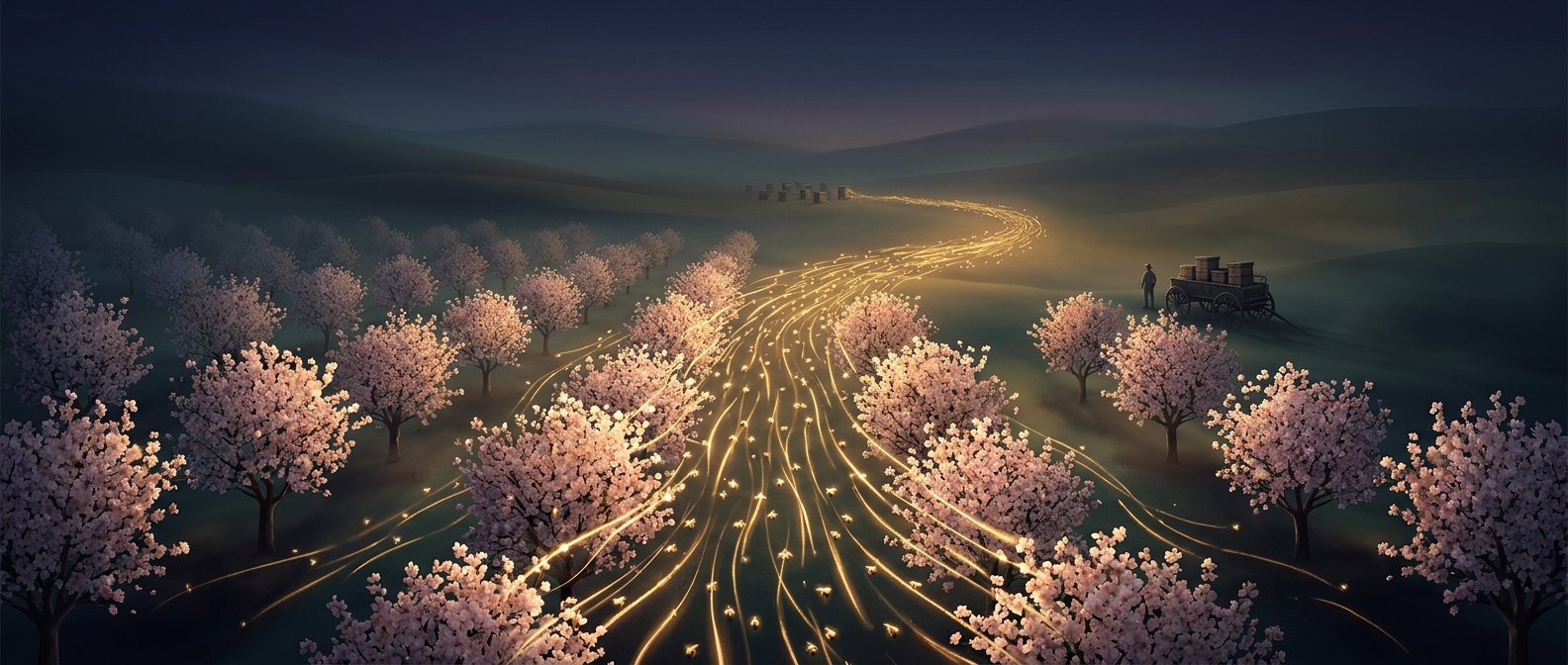 Almond farms rely on millions of traveling beehives