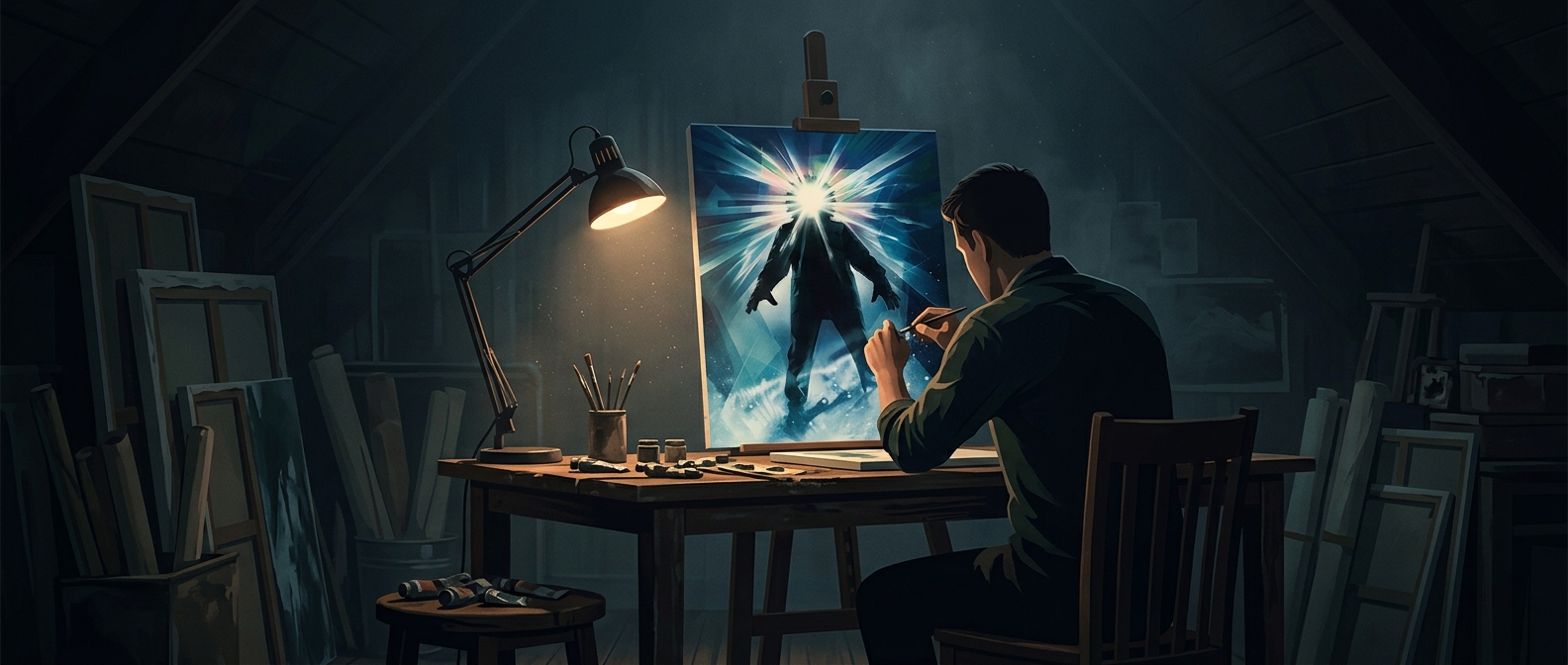 The Thing poster painted overnight without seeing the film