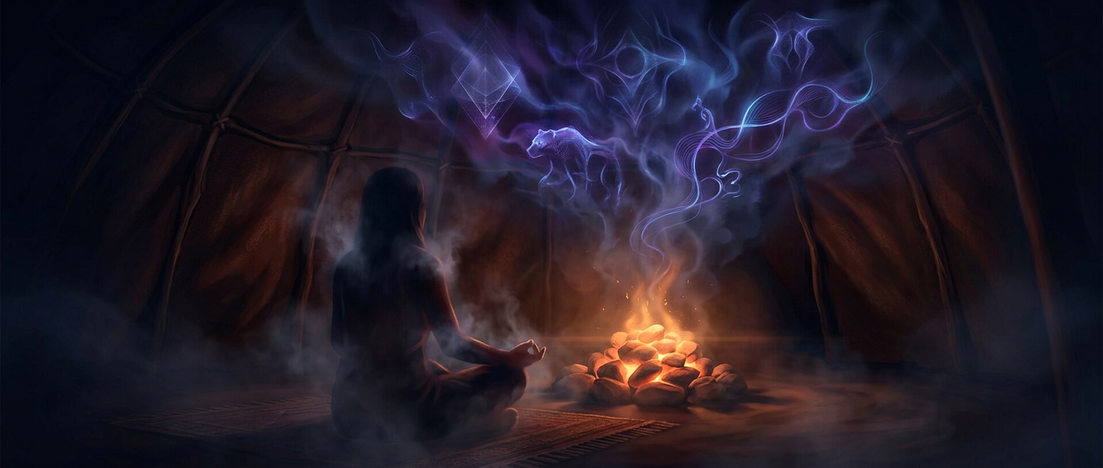 Sitting in a dark hot tent causes intense visions