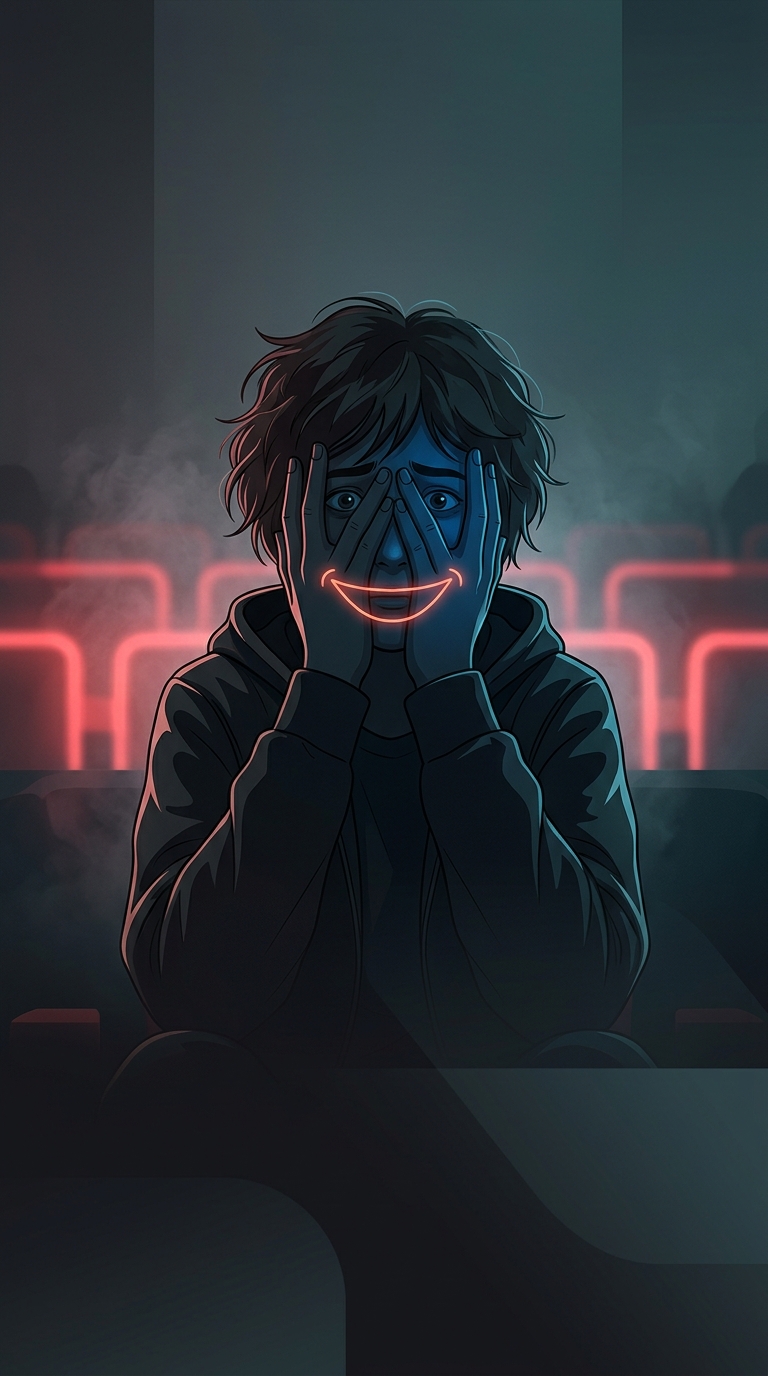 What bizarre psychological defense mechanism causes teenagers to violently giggle during terrifying horror movie scenes?