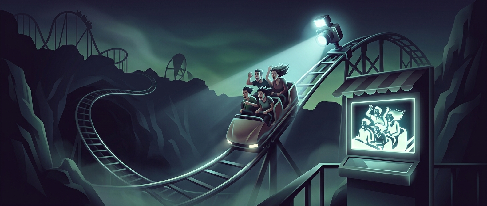 Roller coasters sell photos of your genuine terror