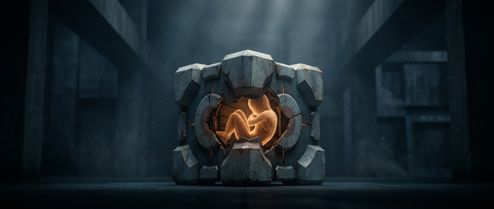 Why Portal's companion cubes seem so disturbing